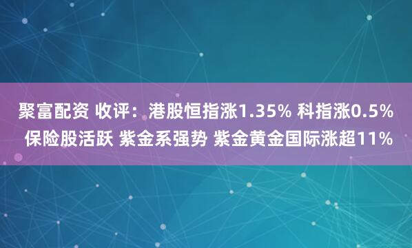 聚富配资 收评：港股恒指涨1.35% 科指涨0.5% 保险股活跃 紫金系强势 紫金黄金国际涨超11%