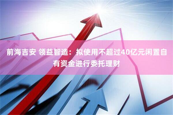 前海吉安 领益智造：拟使用不超过40亿元闲置自有资金进行委托理财